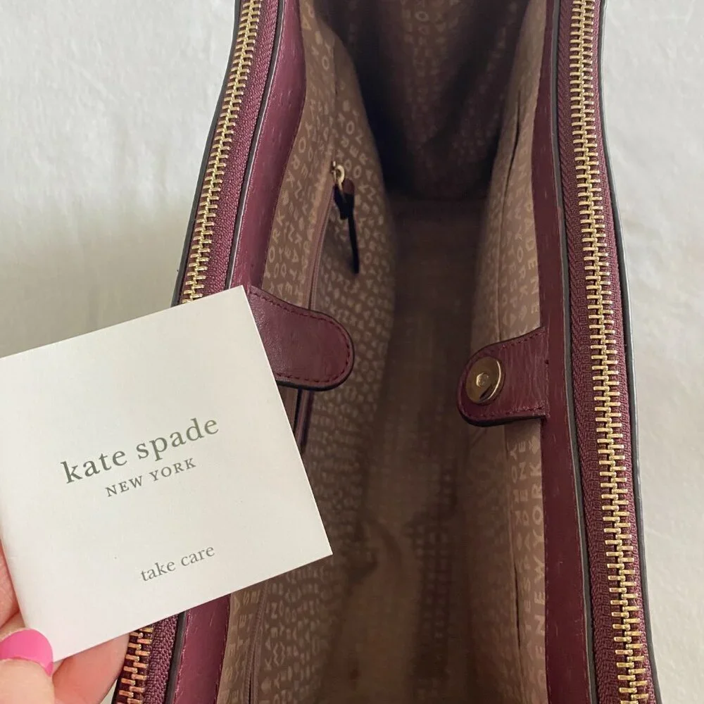 kate spade New York Bristol Drive 100% leather handbag cherrywood luxury classic